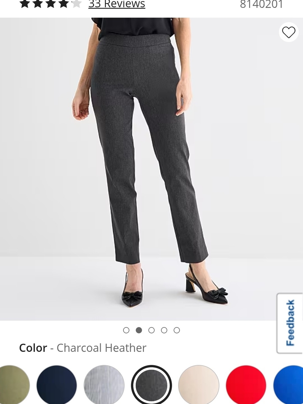 Liz Claiborne Straight-Leg Pull-On Pants in Charcoal Heather